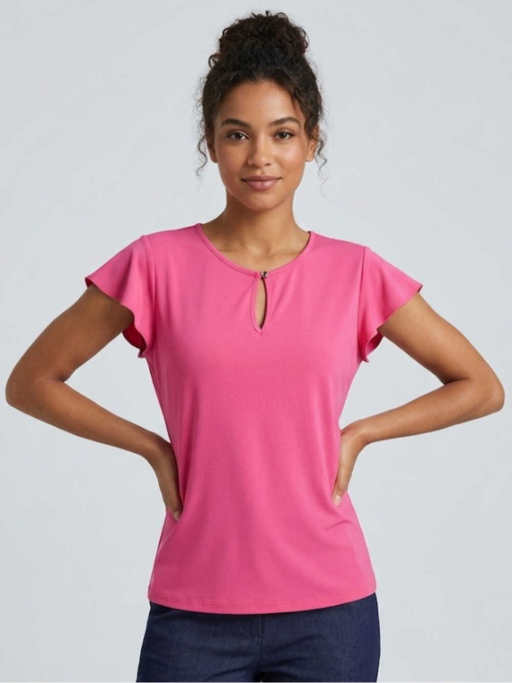 Catherine Malandrino Pink Ruffle Sleeve Top